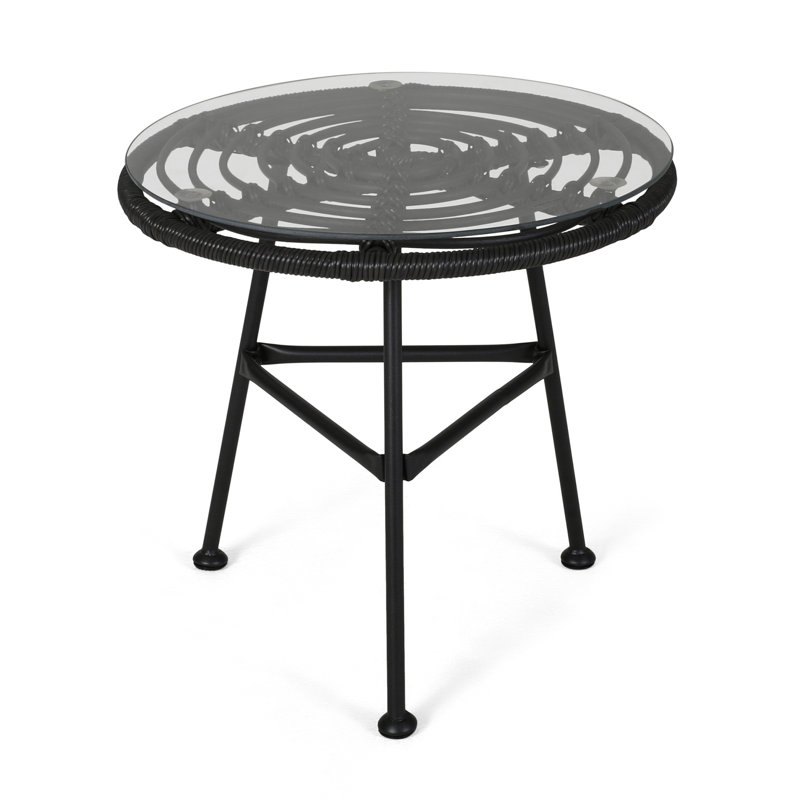 Grey And Tempered Glass Side Table For Outdoor Use Chic With Long-Lasting