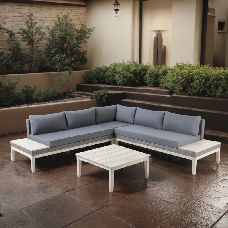 Ensemble de conversation d'extérieur pour 5 personnes avec coussins, Gris
