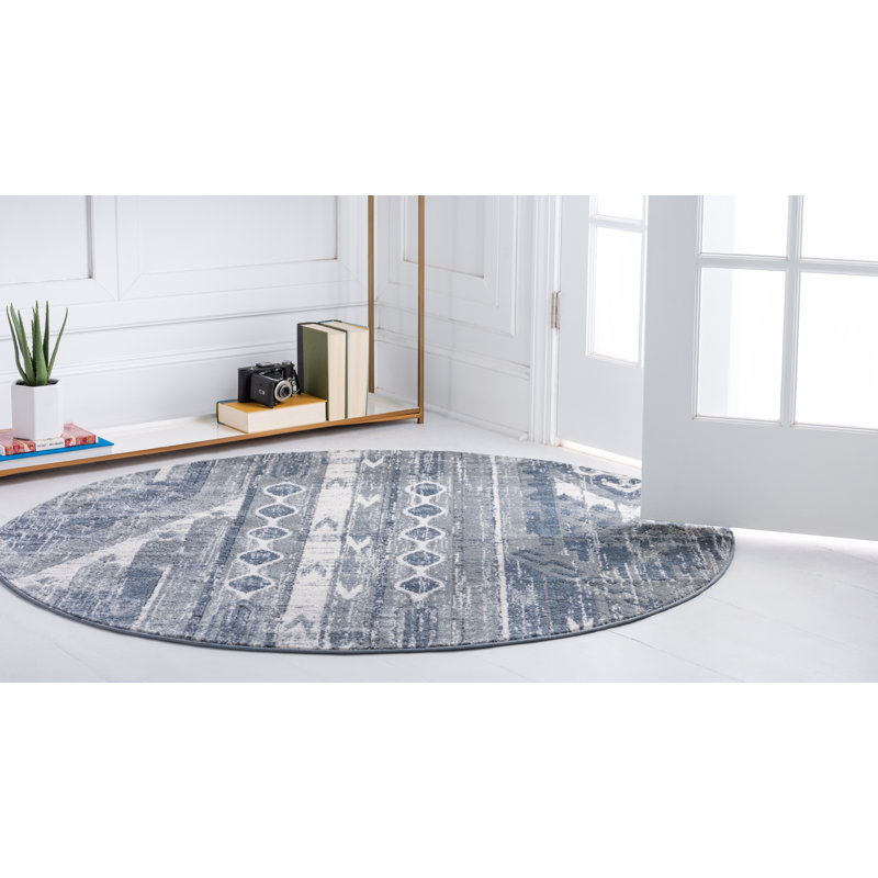 Santini Striped Indoor Rug, Round 7'1"