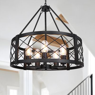 20,28 po Lustre tambour 5 lumières Farmhouse