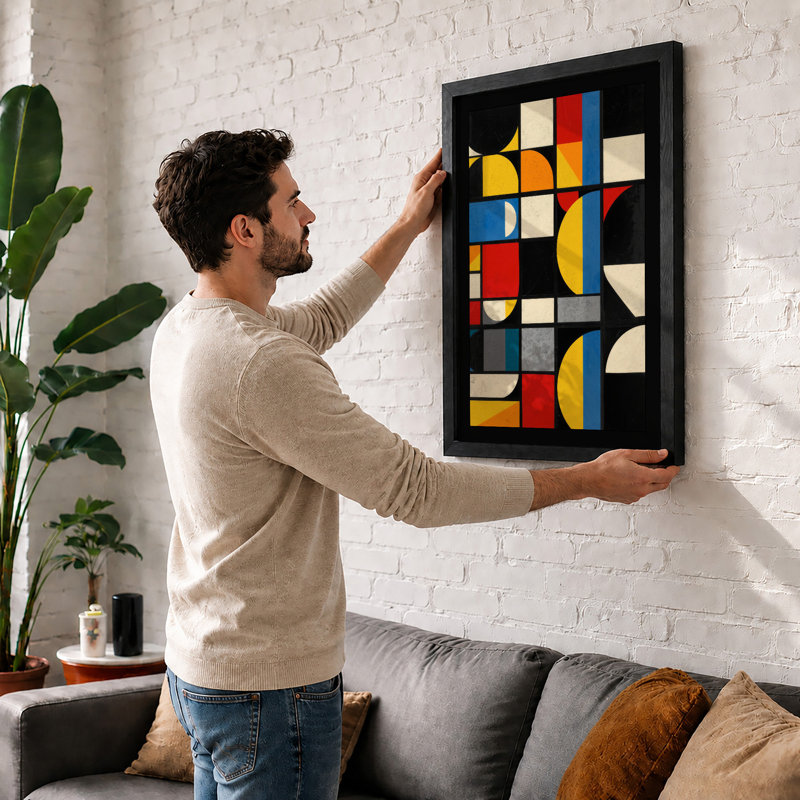Rhythm Geometric - Framed Print, Oak, A4 - 29.7 x 21.0 cm