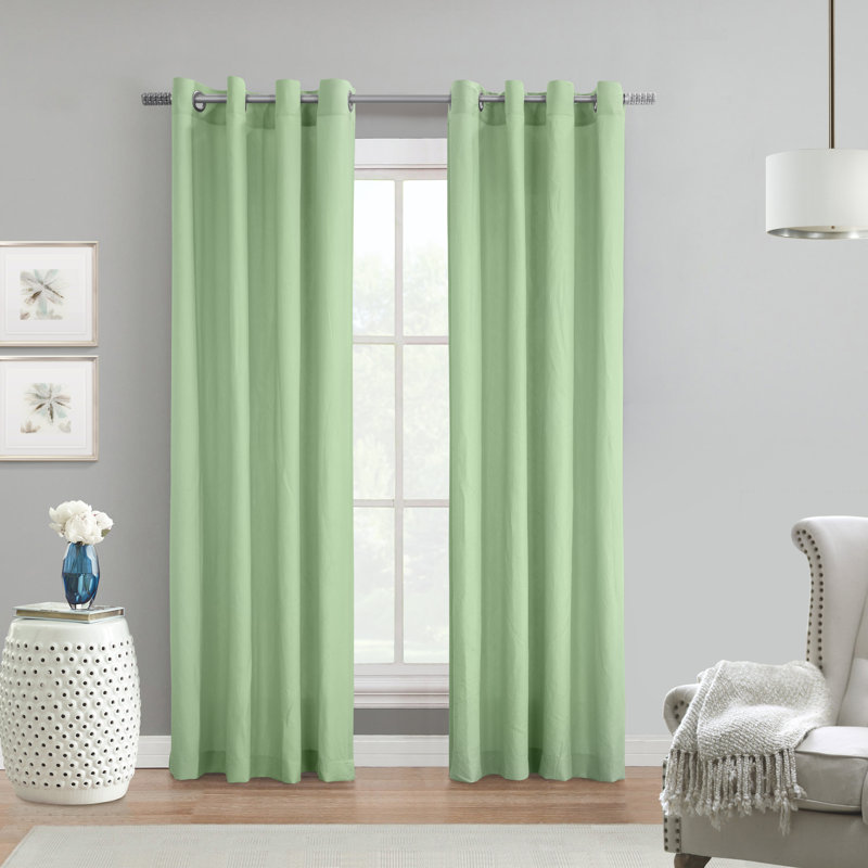 Philipsberg Solid Semi-Sheer Grommet Single Curtain Panel, 52" W x 63" L, Celadon