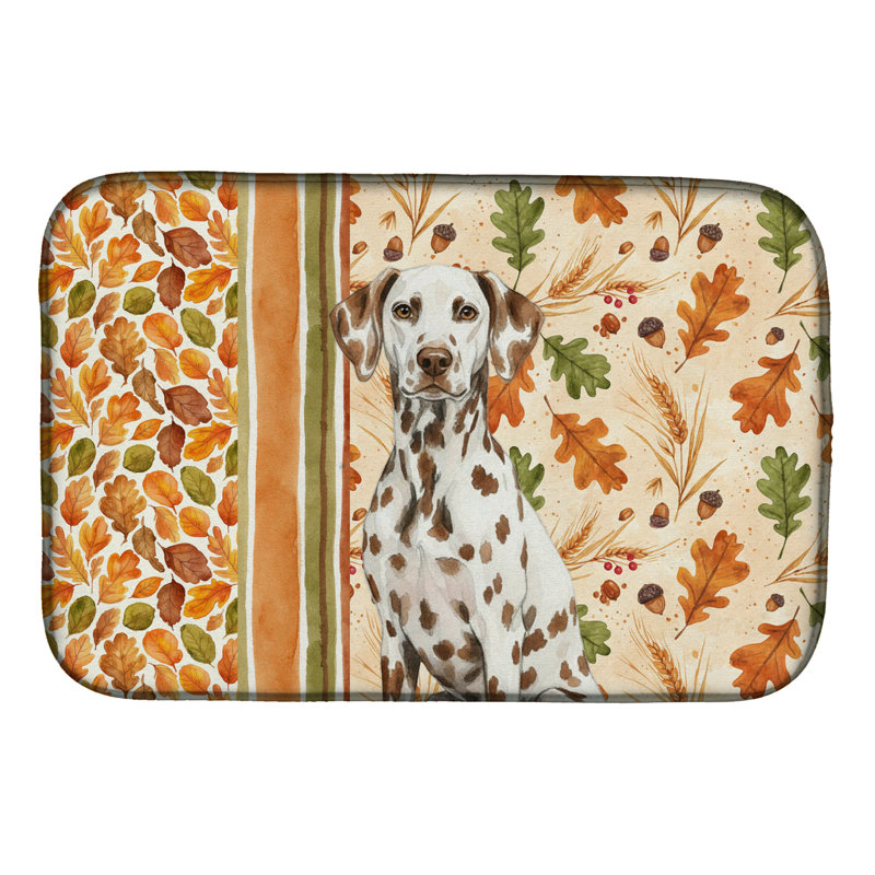 Liver Dalmatian Heirloom Fall Dish Drying Mat, Brown