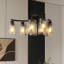 Adjustable Height Industrial Black Metal Chandeliers: Modern Dining Room Elegance With Clear Glass Shades