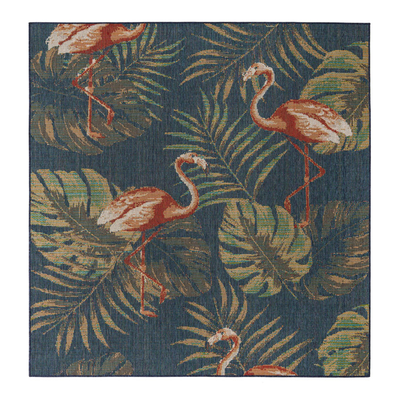 Tapis intérieur / extérieur bleu marine Rolla, Carré 7 pi 10 po