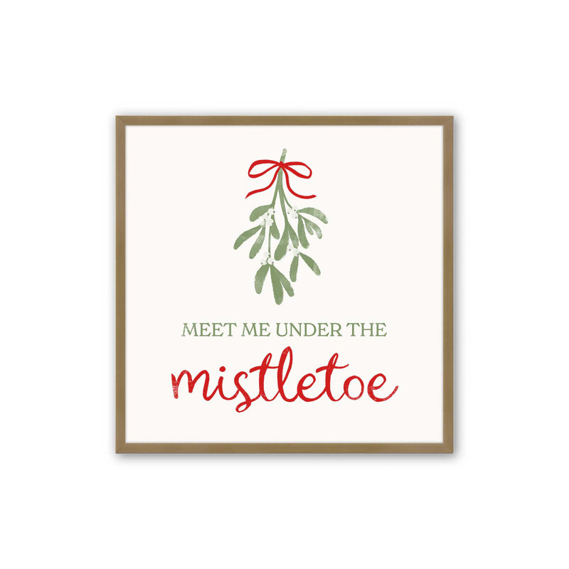 Festive Mistletoe I Print, Cadre simple en or brossé, bois massif, H 21,75 po x l 21,75 po