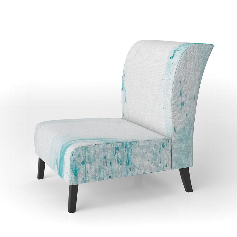 Brechta Vibrant Curve Design II - Velvet Upholstered Modern Slipper Chair, Turquoise/White
