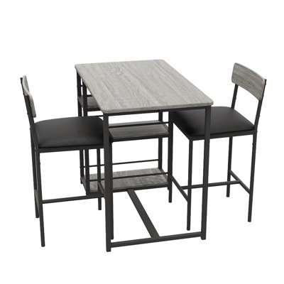 Ensemble de table de salle à manger pour 2 personnes, table de bar et chaises avec 3 tablettes de rangement