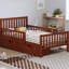 Lit simple, noyer, lit plateforme, garde-corps, tiroirs de rangement, conception simple pour le confort de la chambre à coucher, bois de pin massif léger, 8 supports en bois, option pour l'espace