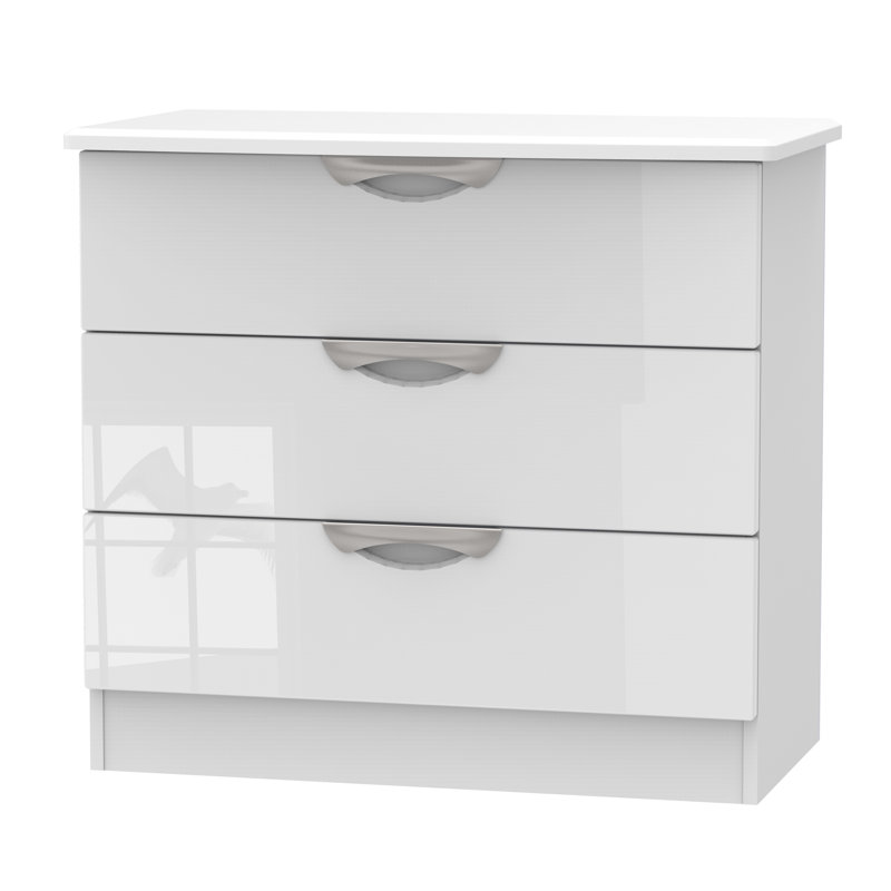 Fully Assembled Ratley 3 Drawer Chest, White Gloss