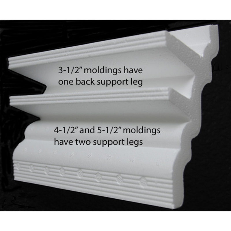 3.5" H x 96" W x 2" D White Foam Crown Molding