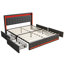 Storage Bed With 4 Drawers, USB Ports & LED Lights, Linen Upholstered Wingback Bed Frame, Grey & Beige-1727974176-1725202027