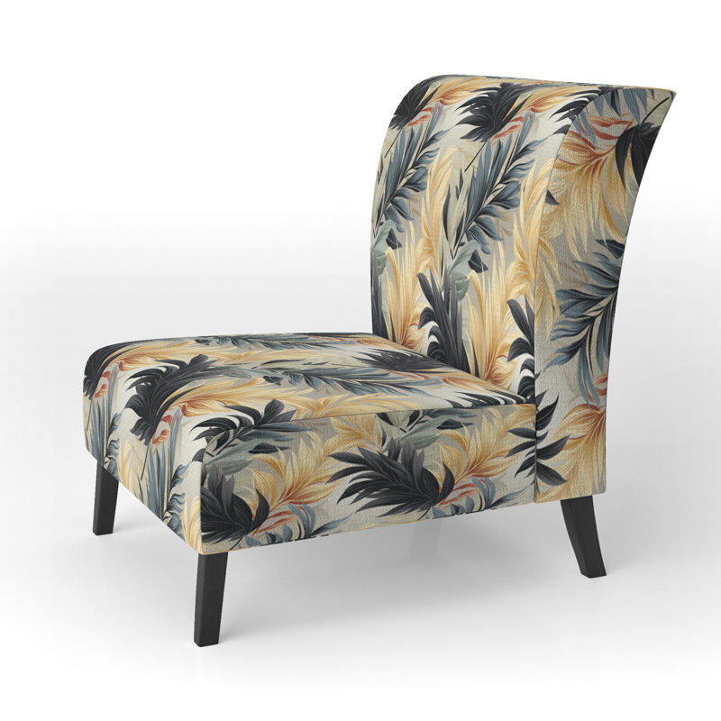 Fauteuil de chambre rembourré C, Mirage d'un motif tropical monochrome III