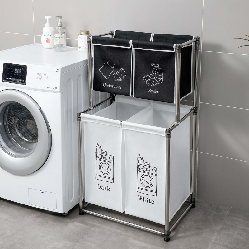 Laundry Hamper 2 Tier Laundry Sorter with 4 Removable Bags for Organizing Clothes, 38.18"H x 22.04"W x 16.53"D