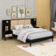 Structure de lit grand en bois massif avec 2 tables de chevet-106754923