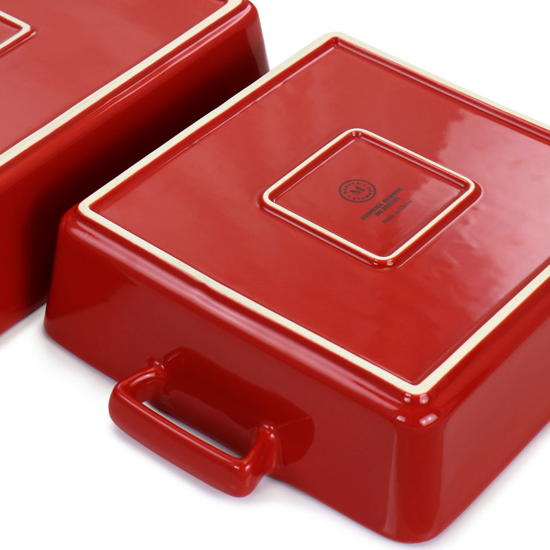 Ensemble de boulanger carré en grès 2 pièces Martha Stewart, Rouge
