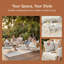 Ensemble de canapé de patio 6 pièces, modulaire d'extérieur demi-lune avec 2 tables basses, beige-129200458