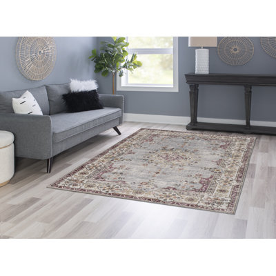 Tapis bleu pâle et ivoire lavable à la machine Delacroy