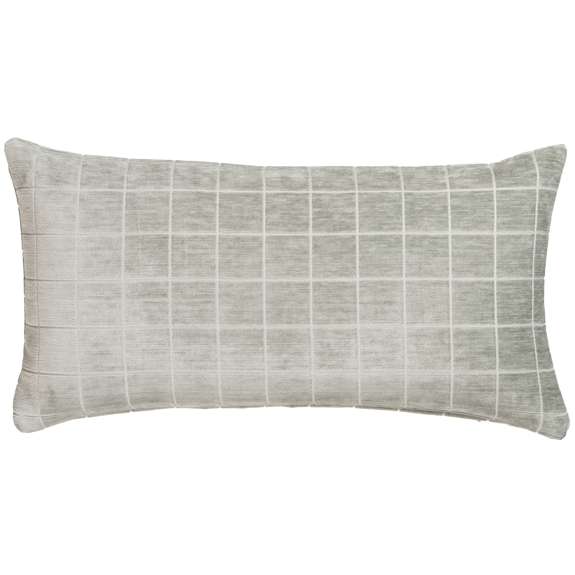 Otterville Velvet Grid Lumbar Pillow, Polyester, 12"H x 21"W, Cement Geometric
