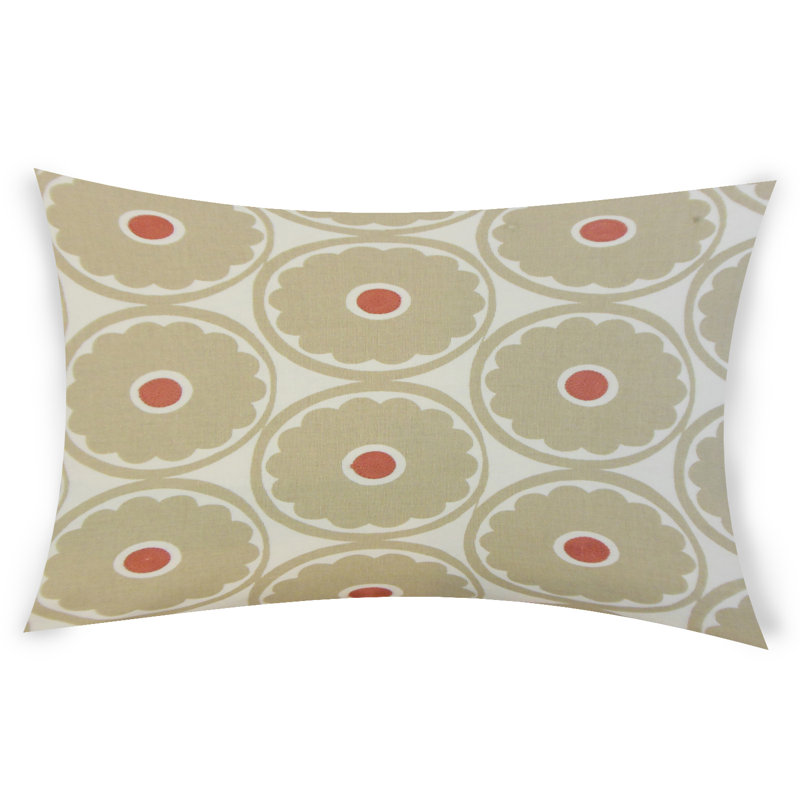 Floral Cotton Blend Reversible Throw Pillow, Brown, 12" x 24"