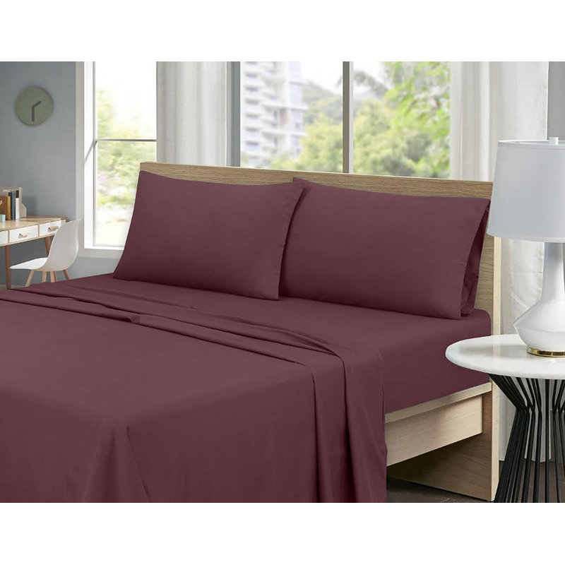 Ensemble de 6 valises pour chambre d'amis, Ensemble de draps pour lit double + un drap-housse, Bourgogne