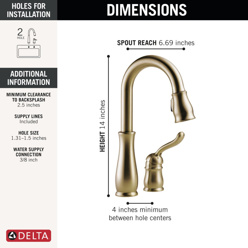 Robinet de bar escamotable avec accessoires Leland, Bronze champagne