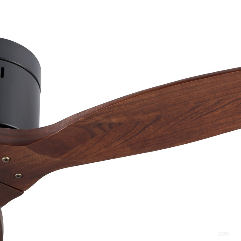 52" Farmhouse Rustic Ceiling Fan without Light - with Solid Wood Blade