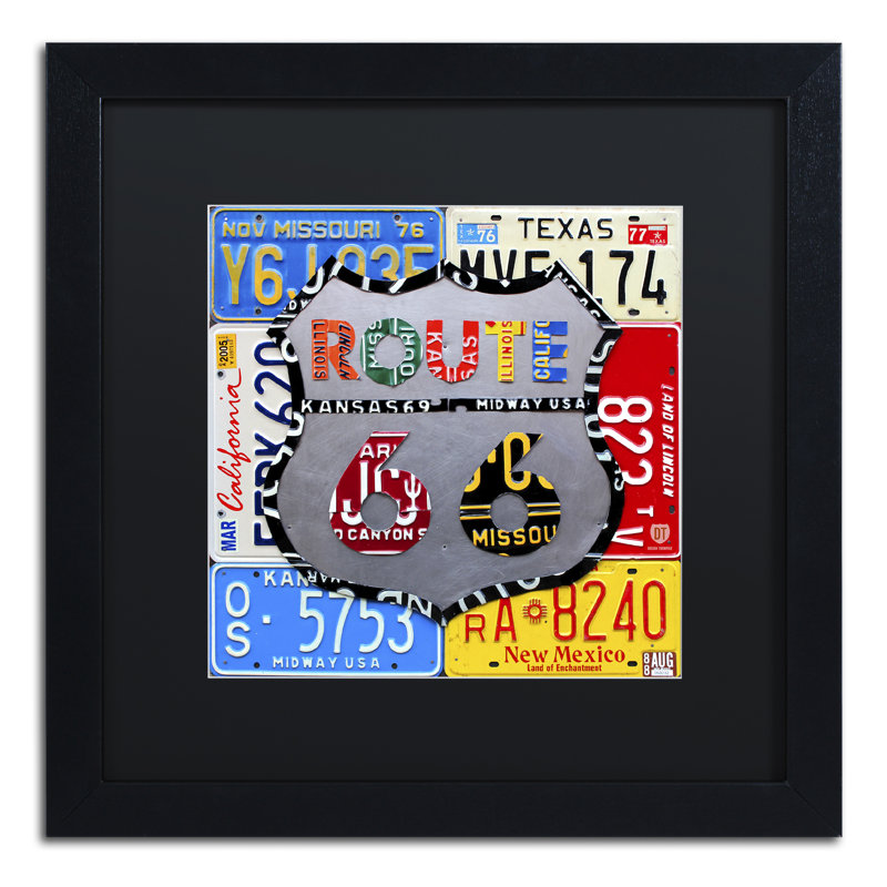 « route 66 », impression encadrée sur toile encadrée, H 16 po x l 16 po x P 0,5 po, Noir