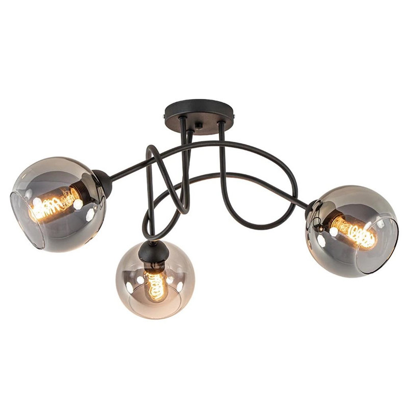 Chilhowee Glass Semi Flush Mount, Black