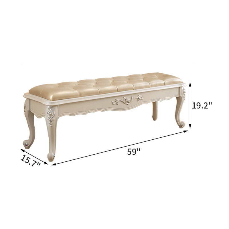 Banc rembourré en similicuir Janci, Champagne