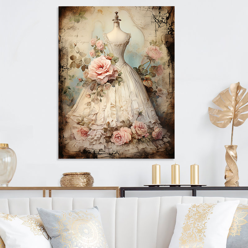 Vintage Fashion Dress Elegance II - Fashion Metal Wall Art, 32" H x 16" W x 1" D
