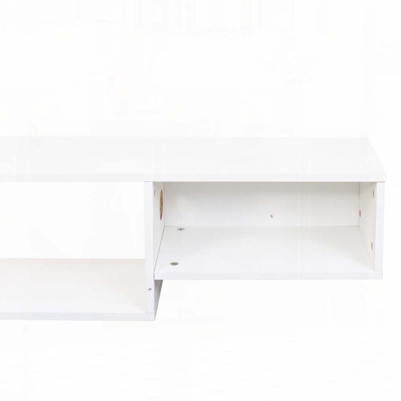 Mounted Floating Bookshelf with LEDs and Charging Station, White