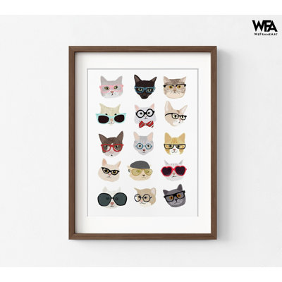 Cats With Glasses By Hanna Melin, Cute Kitten Wall Art, Baby Cat Nursery Decor, Newborn Gift Idea, Kindergarten Wall Decor, Baby Room Decor