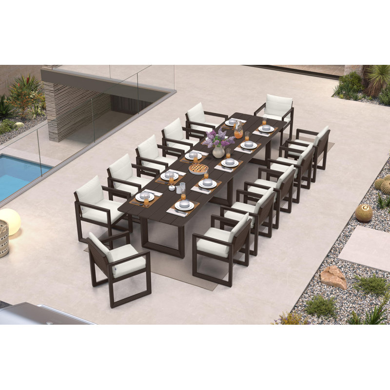  Outdoor Dining Set For 14 Aluminum Extra Long Patio Furniture Table And Chairs Set With All Weather Thick Cushion Rectangular Patio Dining Sets