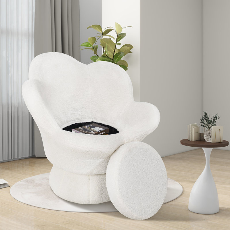 Fauteuil décoratif pivotant Boucle, Blanc