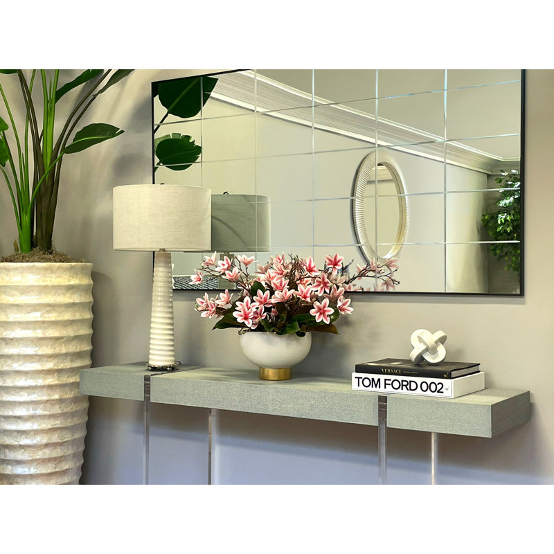 Butterfly Magnolia and Leaves in Ceramic Vase