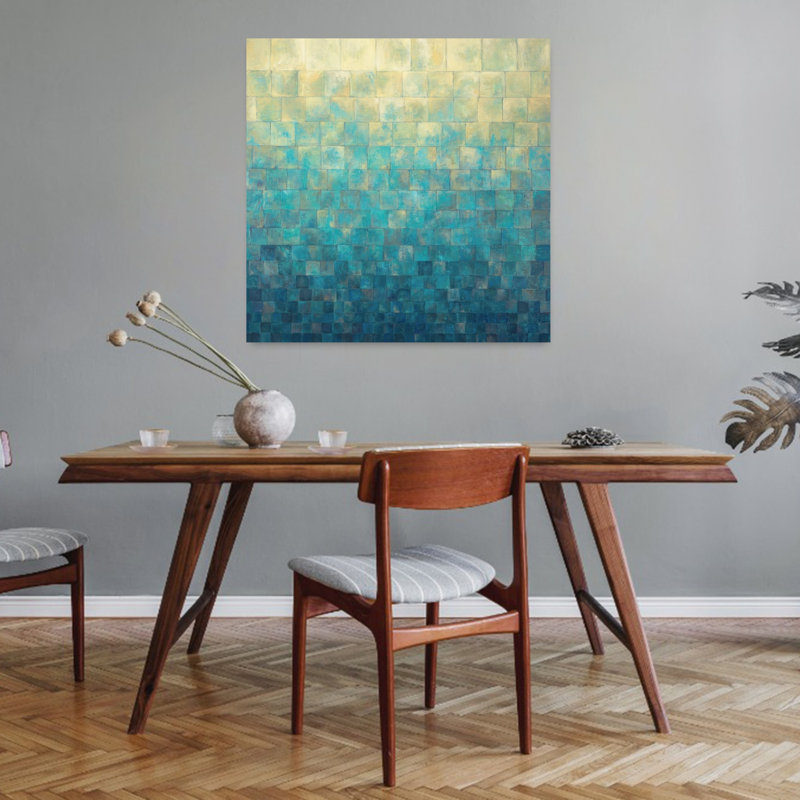 Cascade, art contemporain abstrait, H 32 po x l 32 po