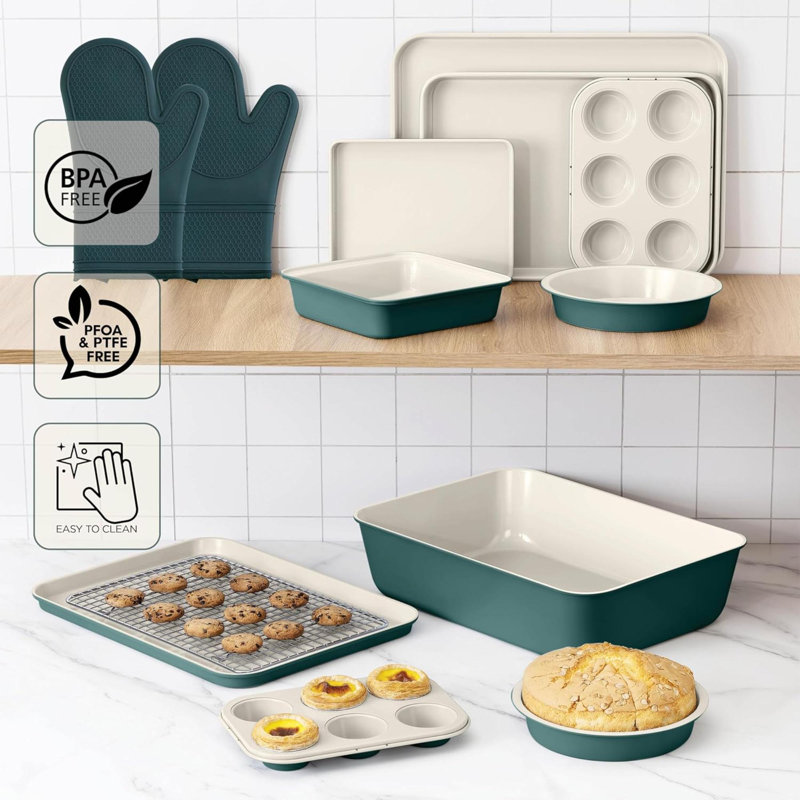 Nonstick Stackable Bakeware Set Durable, Easy Release Baking Set, , 13 Pcs