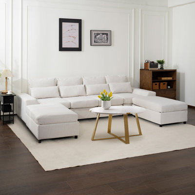 Modular Sectional Sofa With Removable Covers, Cloud Couch With Ottoman Chaise by Latitude Run