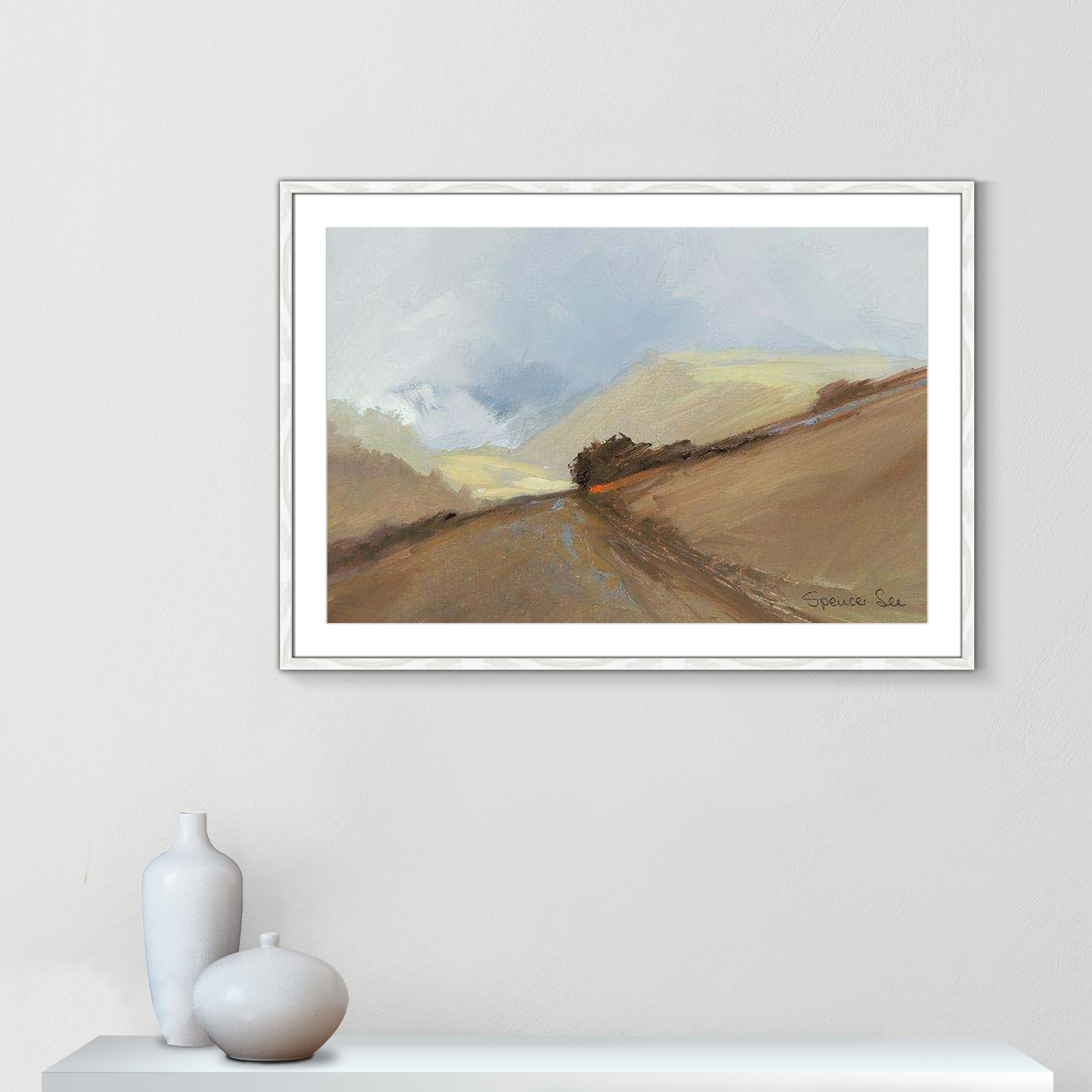 Heaven And Earth II by Spencer Lee, 29.5" H x 41.5" W x 0.75" D, White Framed