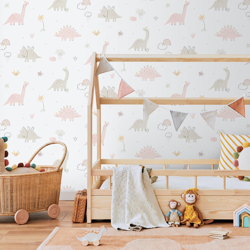 Bambino Collecton Dinosaurs Wallpaper Roll, Pink