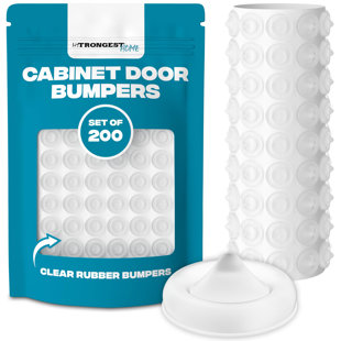 Strongest Home Cabinet Door Bumpers – Clear Rubber Bumpers Self-adhesive For Cabinets, Drawers & Furniture – Soft Cabinet Stoppers For Quiet Close & Surface Protection – 0.5" X 0.2" (Set of 200)