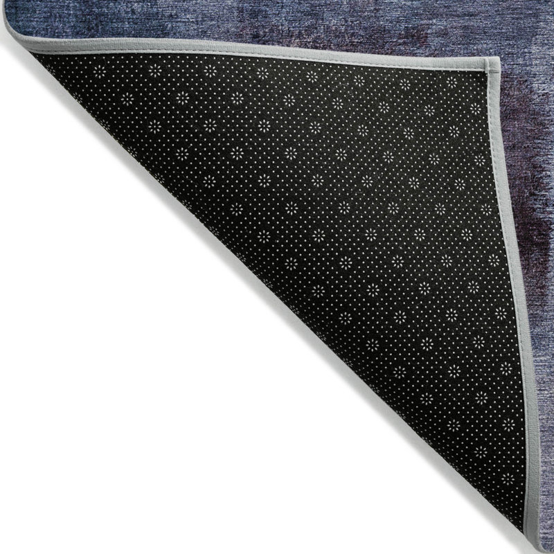 Tapis extérieur lavable abstrait bleu marine et bleu ciel 9 pi x 12 pi