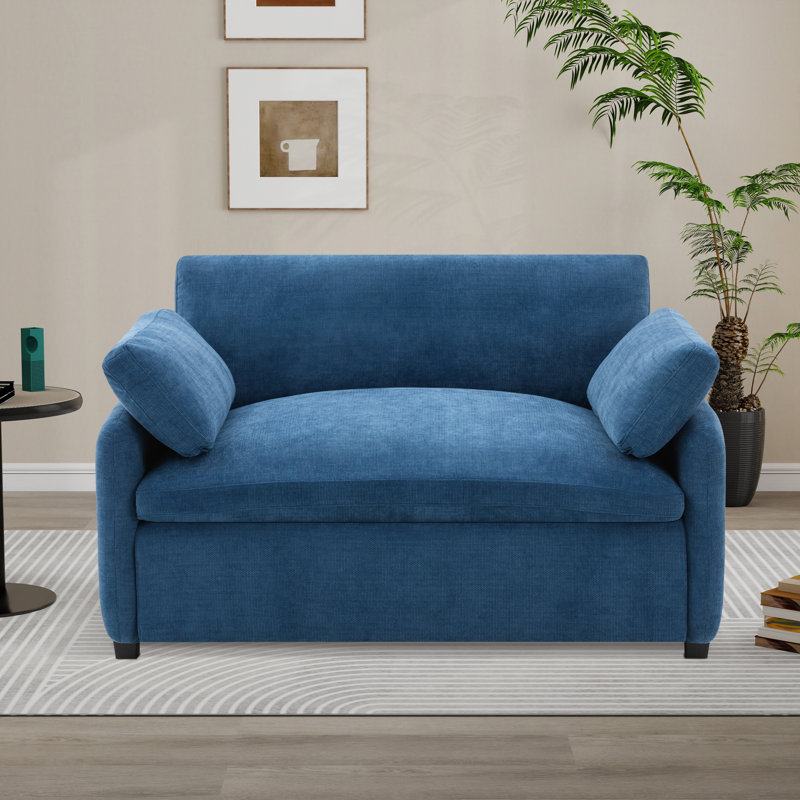Fauteuil d'appoint moderne et surdimensionné en chenille, Bleu