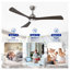 Ventilateur de plafond moderne à 3 pales de 62 po avec lumière, ventilateur intérieur en nickel brossé avec télécommande et pales en bois massif pour le salon et la chambre à coucher-910147238-910147244