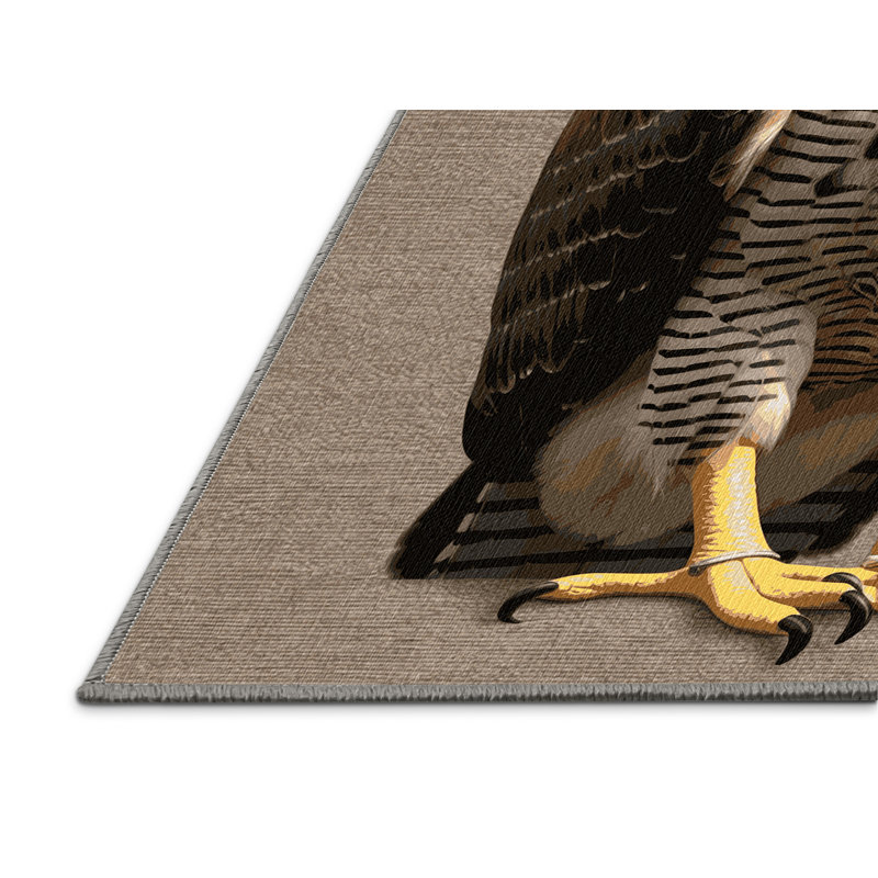  Tapis lavable rouge Hawk Birds, Rectangle 7 pi x 9 pi