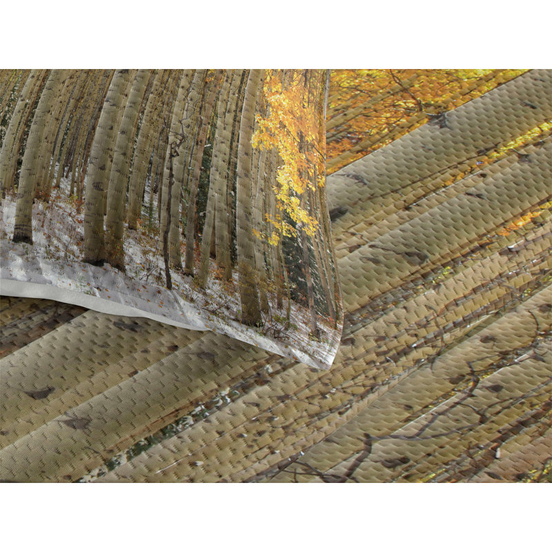 Forest Rustic Polyester Coverlet, Queen Bedspread + 2 Shams