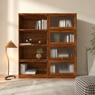 Bookcase Contemporary Closed Back Glass Doors Office Storage Cabinet Floor-To-Ceiling Low Cabinet Bookcase Against Wall Dustproof Bookshelf