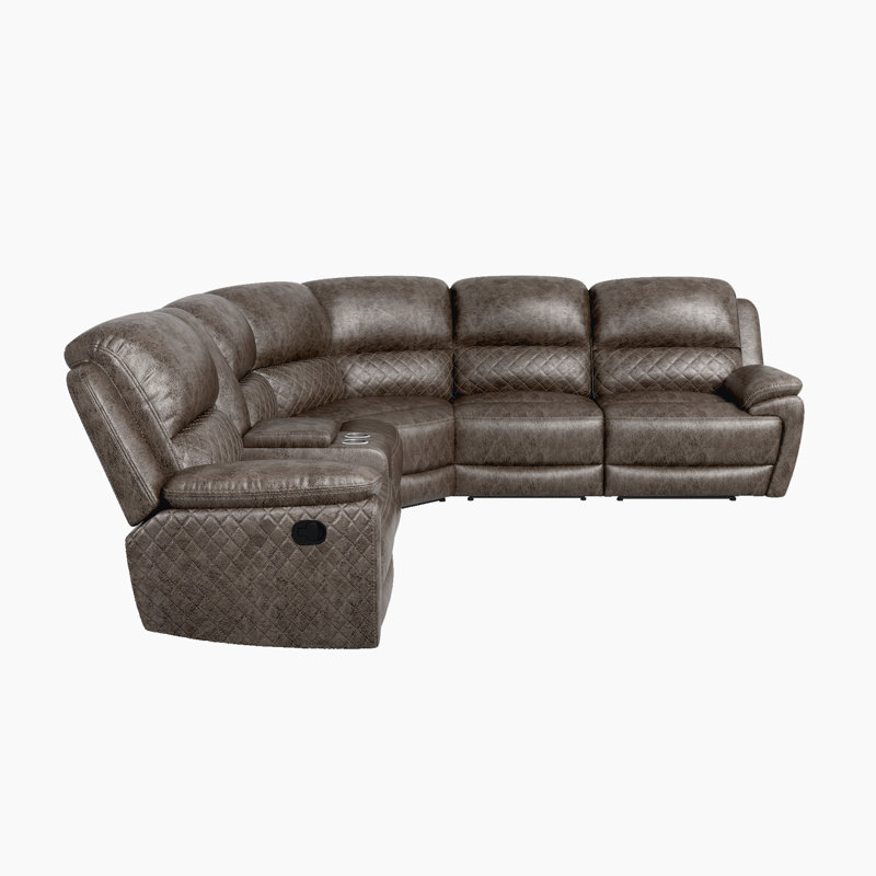 Canapé modulaire inclinable traditionnel en microfibre polie 116,5 po Syerra