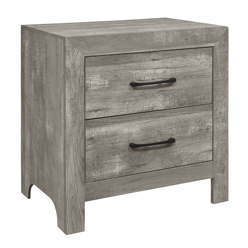 Table de chevet 2 tiroirs Cannes gris rustique, Gris